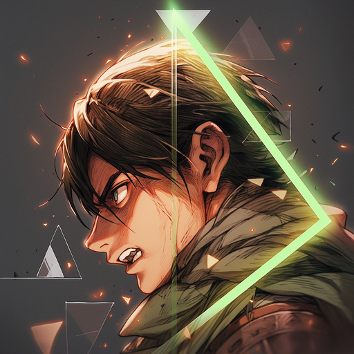 Eren Yeager pfp with a precise and strong diagonal composition, representing the character from Shingeki no Kyojin.