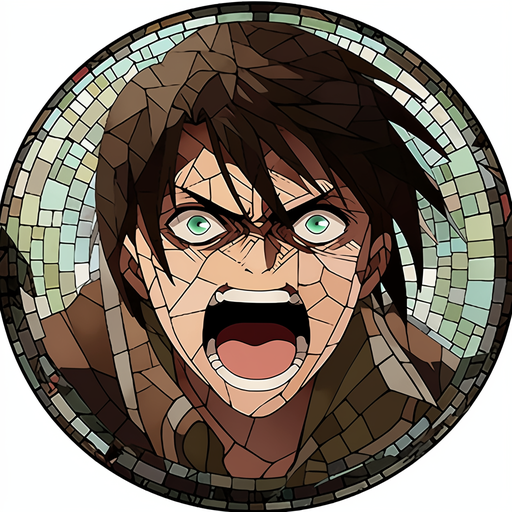 Eren Yeager pfp, styled in glass mosaic.