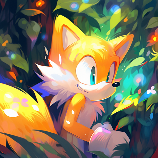 Vibrant oil painting of Tails from Sonic against a vivid backdrop.