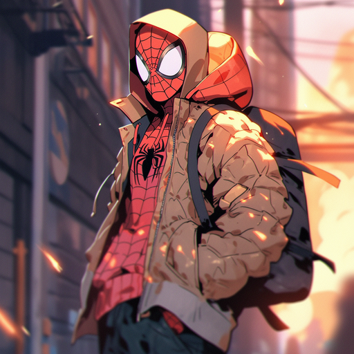 Japanese lo-fi style Spiderman profile picture (pfp).