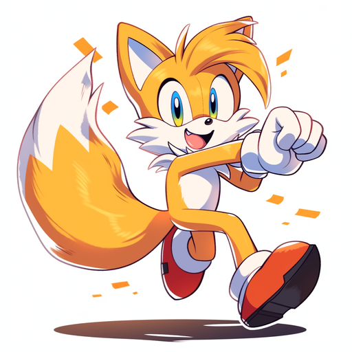 Portrait of Tails, the Sonic character, drawn in bold lines with an aesthetic touch.