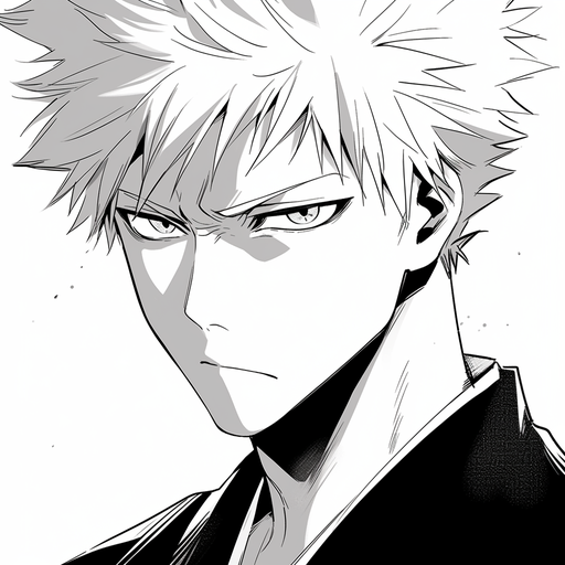 Black and white avatar featuring Ichigo from Bleach manga