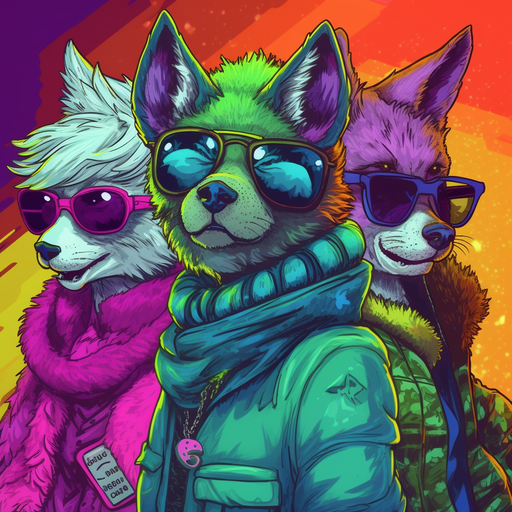 Colorful furry character with a pop art vibe, representing the furry fandom.