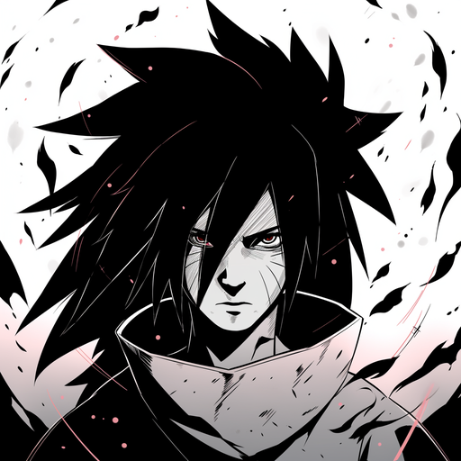 Anime character with black and white manga-style design.