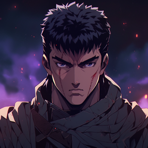 Guts, the main character from the Berserk anime, portrayed in a generated pfp.