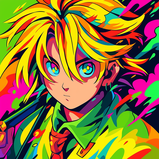 Colorful pop art profile picture of Meliodas.