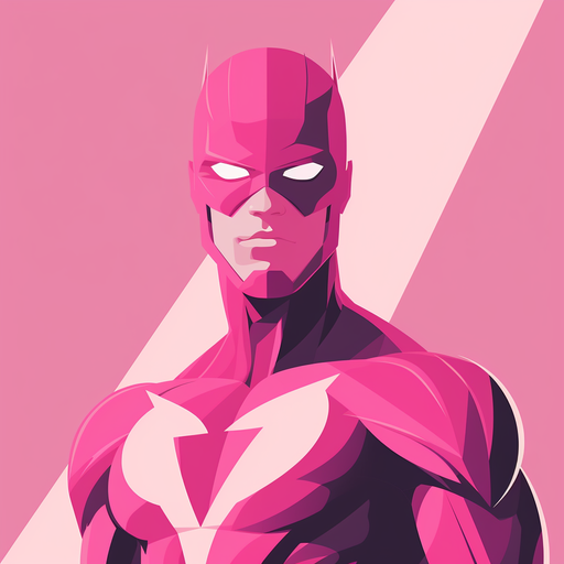 Pink minimalist superhero-inspired pfp.