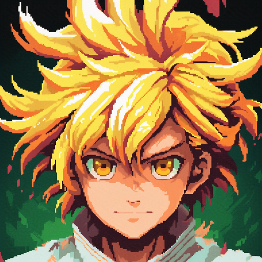 Meliodas, the main character of Seven Deadly Sins, in pixel art style.