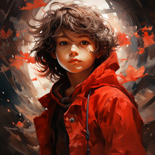 Smiling boy with red illustration pfp