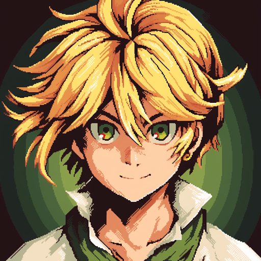 Meliodas, a character from the Seven Deadly Sins, portrayed in pixel art style.