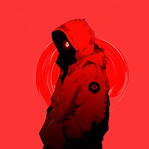 Male minimalist red profile picture with a niji-inspired design.