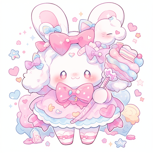 Cute Cinnamoroll profile picture with rainbow background.
