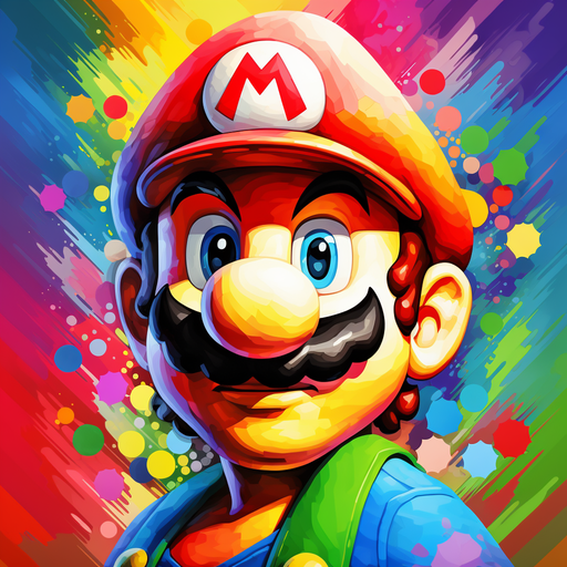 A colorful profile picture of Mario in a tetradic color scheme.