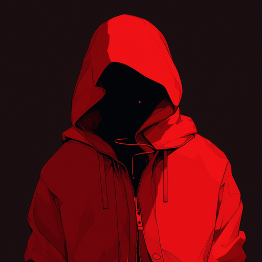 Minimalist male illustration with a red theme.