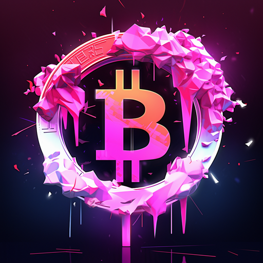 Digital representation of a unique bitcoin design with a colorful and abstract aesthetic.