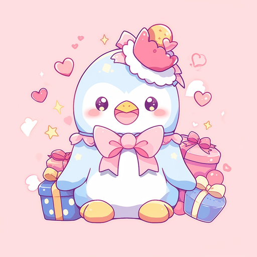 Kawaii penguin with adorable style.