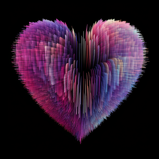 Glitched heart-shaped pfp with static lines.
