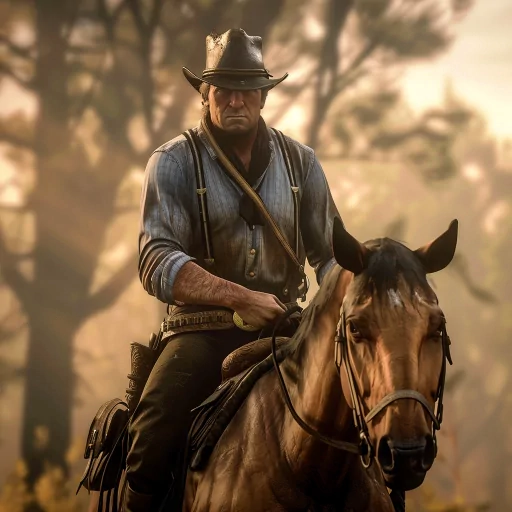 Arthur Morgan profile picture featuring the rugged character on horseback with a scenic backdrop.