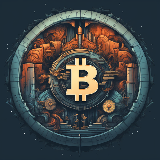 Bitcoin logo in futuristic design.
