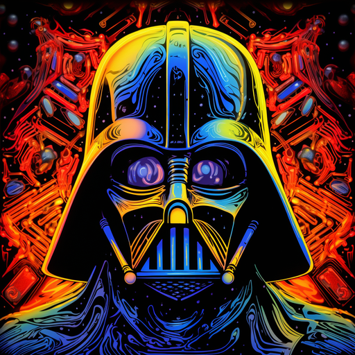 Darth Vader with a blacklight effect.