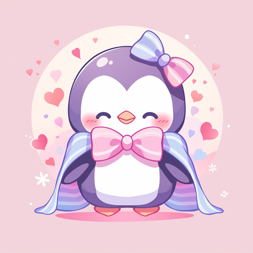 Kawaii penguin illustration in a cute style