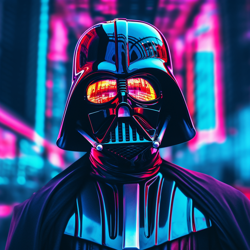 Synthwave-style artwork of Darth Vader