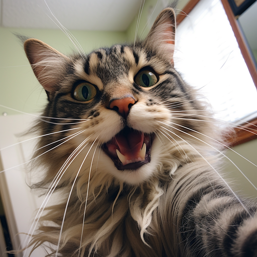 A selfie of a funny cat.