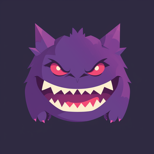 Ghost Pokémon with a sinister grin, minimalistic style.
