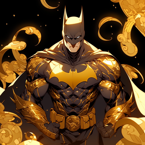 Golden Batman emblem on a dark background.
