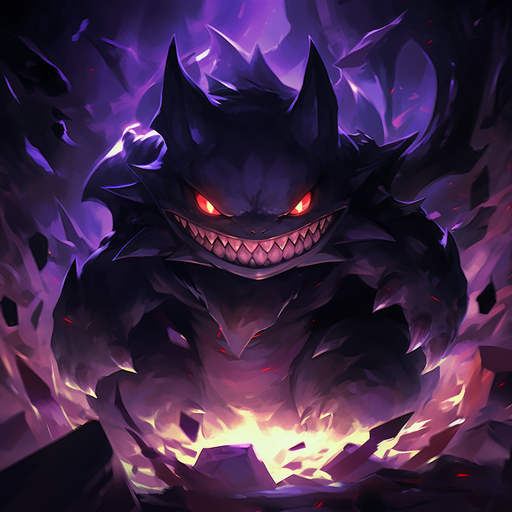 Gengar Pokémon avatar with dark, mischievous expression.