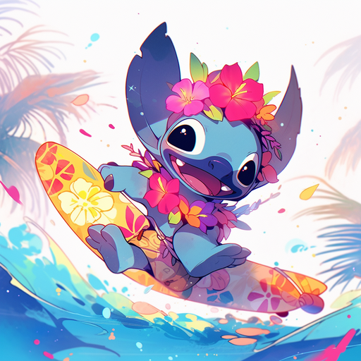 Stitch, the lovable character from Disney's Lilo & Stitch, in an animated profile picture (pfp) - niji.