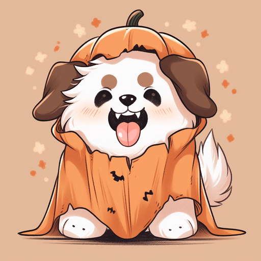 Happy and cute Halloween-themed pfp featuring a dog named Niji.
