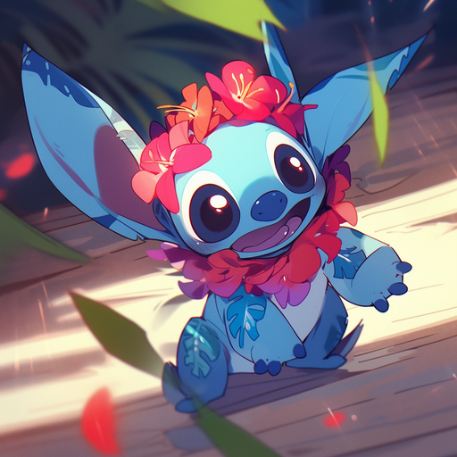 Stitch, the mischievous alien from Disney's Lilo & Stitch, in an animated profile picture (PFP).