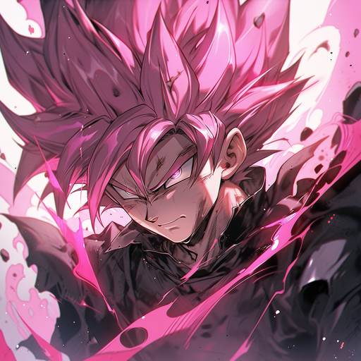 Close-up of Goku Black, with a vivid power evolution, showcasing intensity.