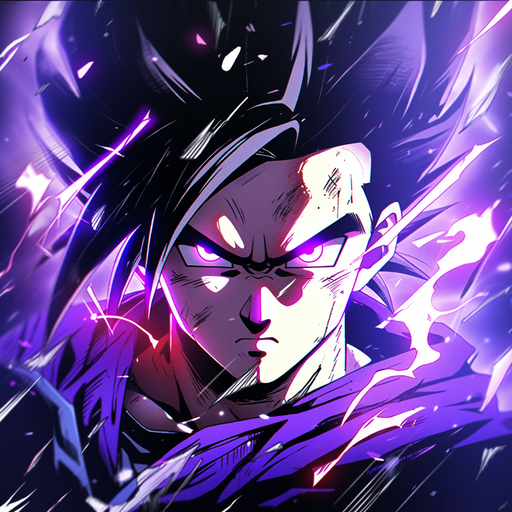 Gohan surrounded by vibrant colors and abstract patterns.