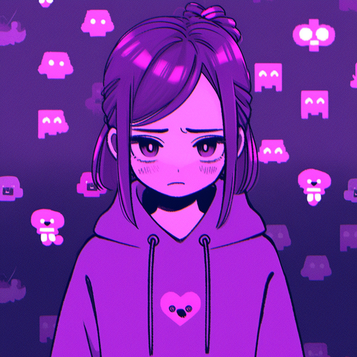 An expressive purple profile picture with a melancholic vibe.