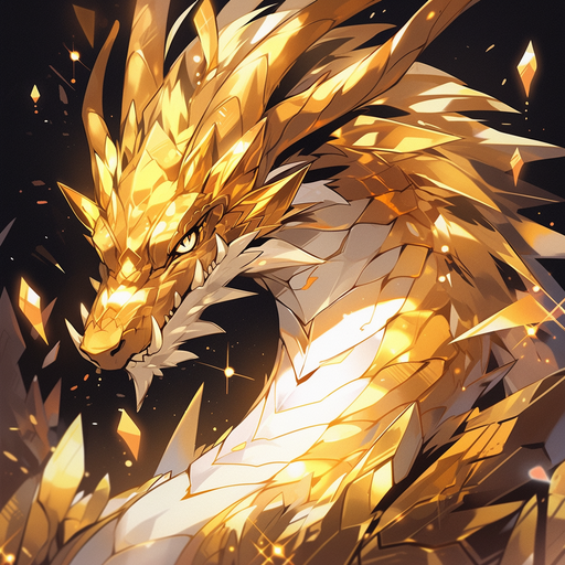 Golden dragon with vibrant colors, a majestic profile picture (PFP).
