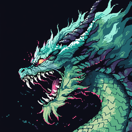 Playful dragon pixel art profile picture.