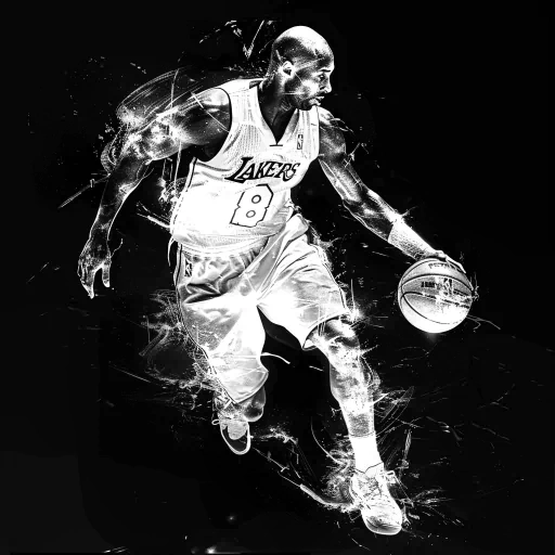 Dynamic monochrome basketball player avatar with a high-contrast artistic design, ideal for a profile photo or personal branding.