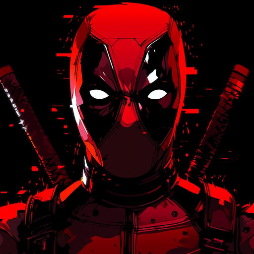 Profile picture of red monochrome character with a mask, inspired by Deadpool.