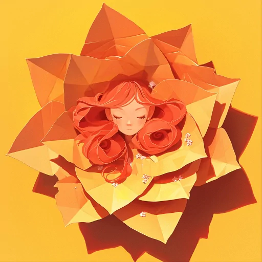 Stylized orange flower avatar with a feminine figure at its center, perfect for a profile photo or pfp.