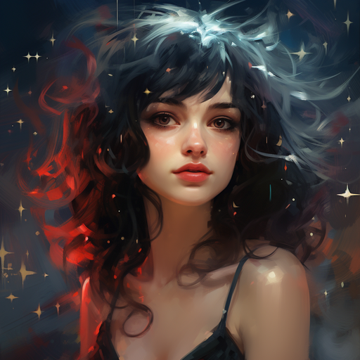 Radiant starry portrait of a beautiful girl.