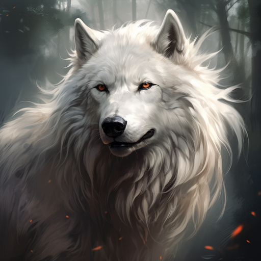 Majestic white wolf profile picture.
