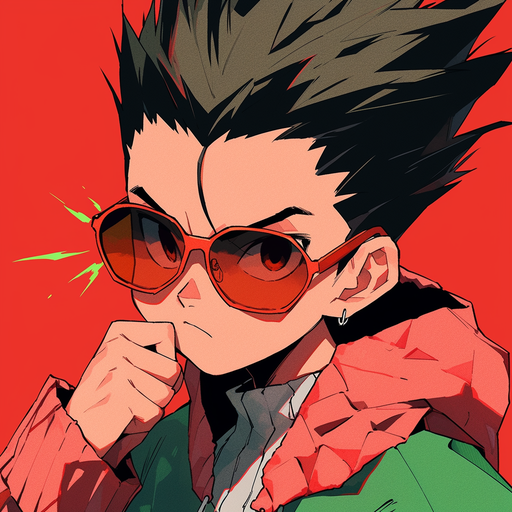 Cool sunglasses-wearing Gon character artwork.