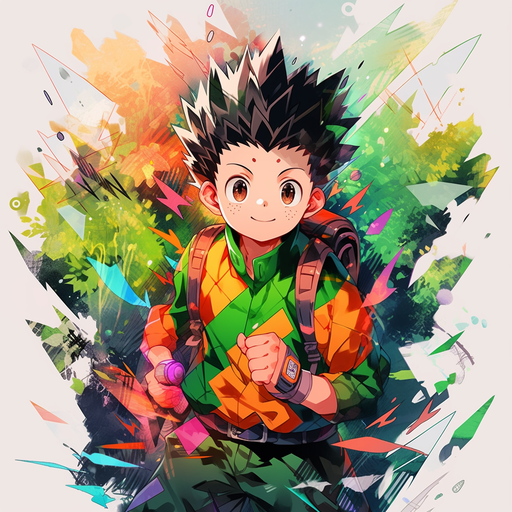 A digital portrait of Gon from an anime-inspired artwork.