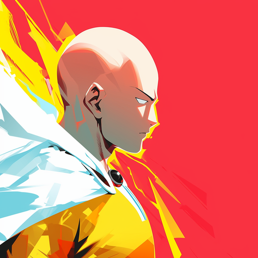 Colorful pop art portrait of Saitama with a vibrant and playful style.