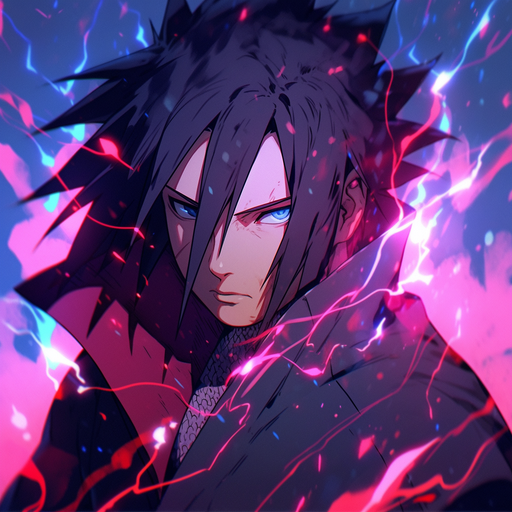 Sasuke Uchiha with vibrant colors and a calm expression.