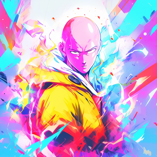A portrait of Saitama with an aesthetic touch.