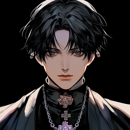 Chrollo Lucilfer with an intense and mysterious expression.