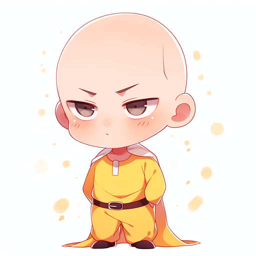 Chibi-style image of Saitama, a bald superhero with serious expression, as a profile picture.